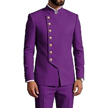 Mandarin Collar Chinese Suits for Men 2 Piece Slim Fit Wedding Suit