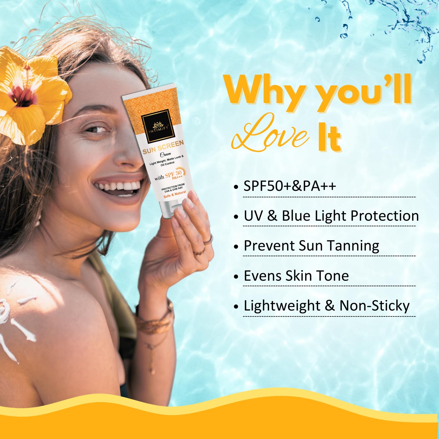 INTIMIFY Sunscreen SPF 50 PA++++ | UVA/UVB & Blue Light Protection | For Oily, Dry & Sensitive Skin | For Women & Men (50g) 2