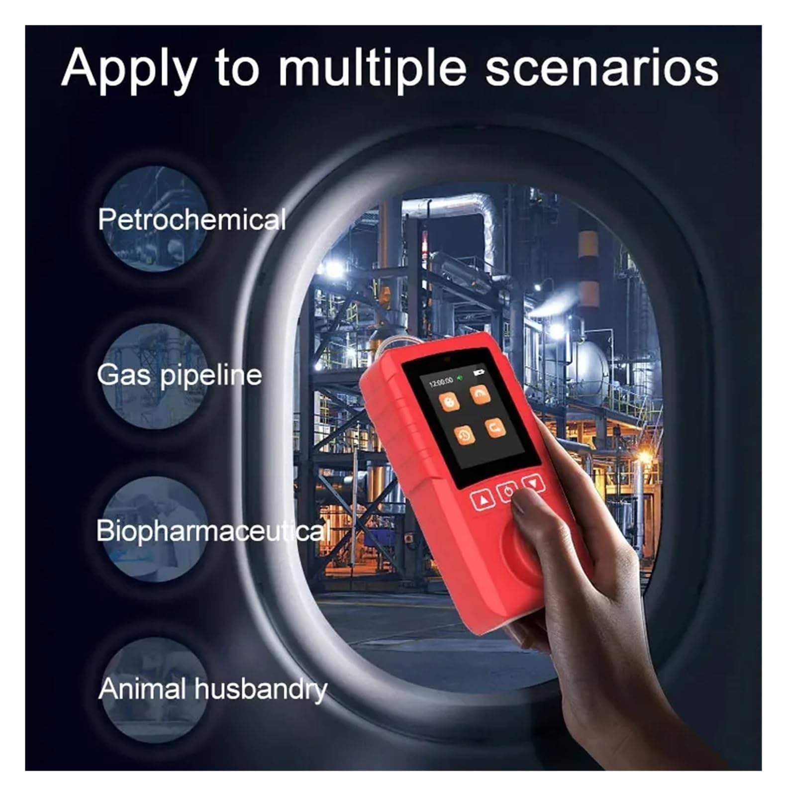 Detector de Gas, 1 Detector de Gas portátil Industrial H2/CO/H2S/O2, Detector de Gas, Alarma de Gas, Carga USB(H2S-0-100 PPM)