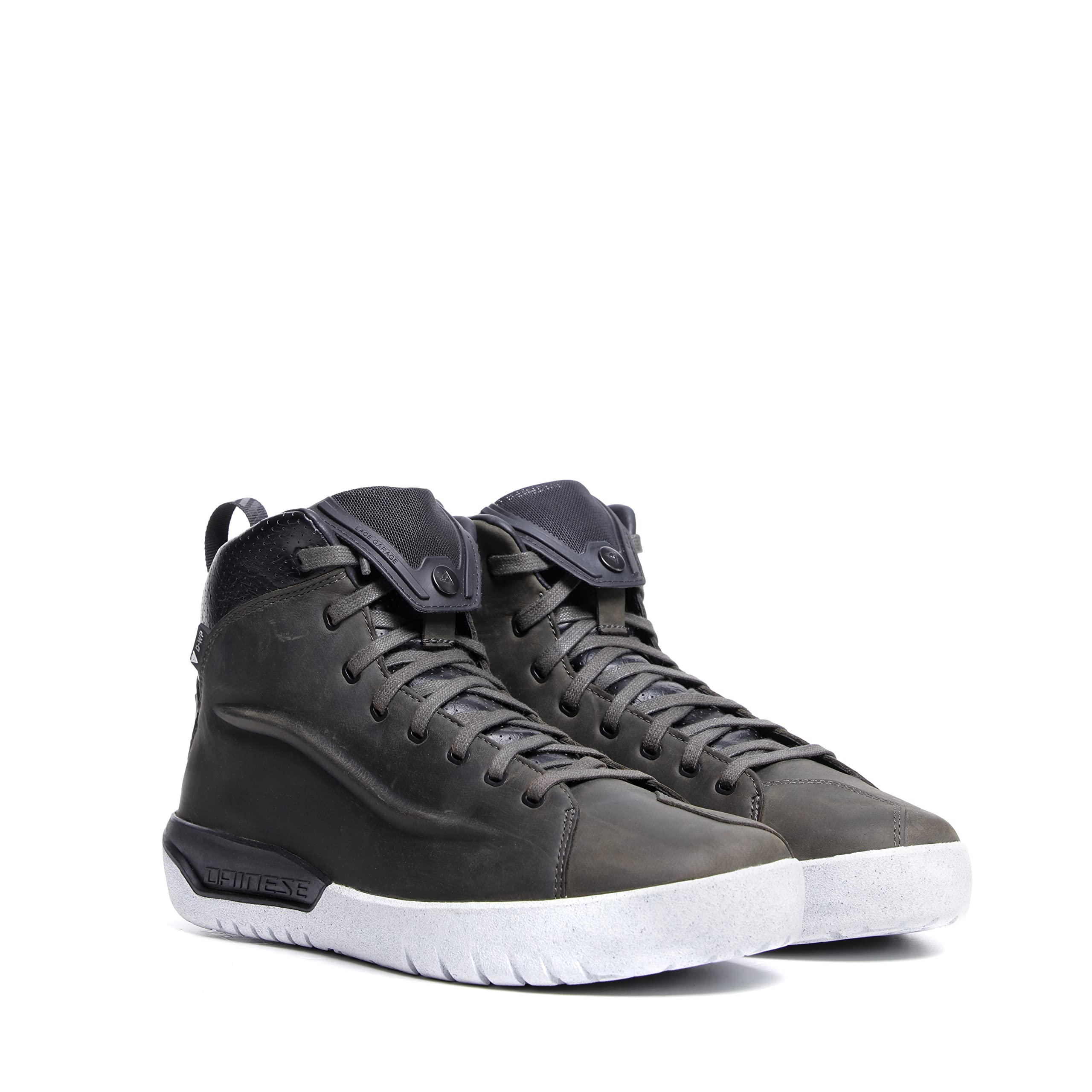 Dainese Metractive D-WP Shoes, Leather Waterproof Motorcycle Sneakers, Men, Smoke-Green/White, 42