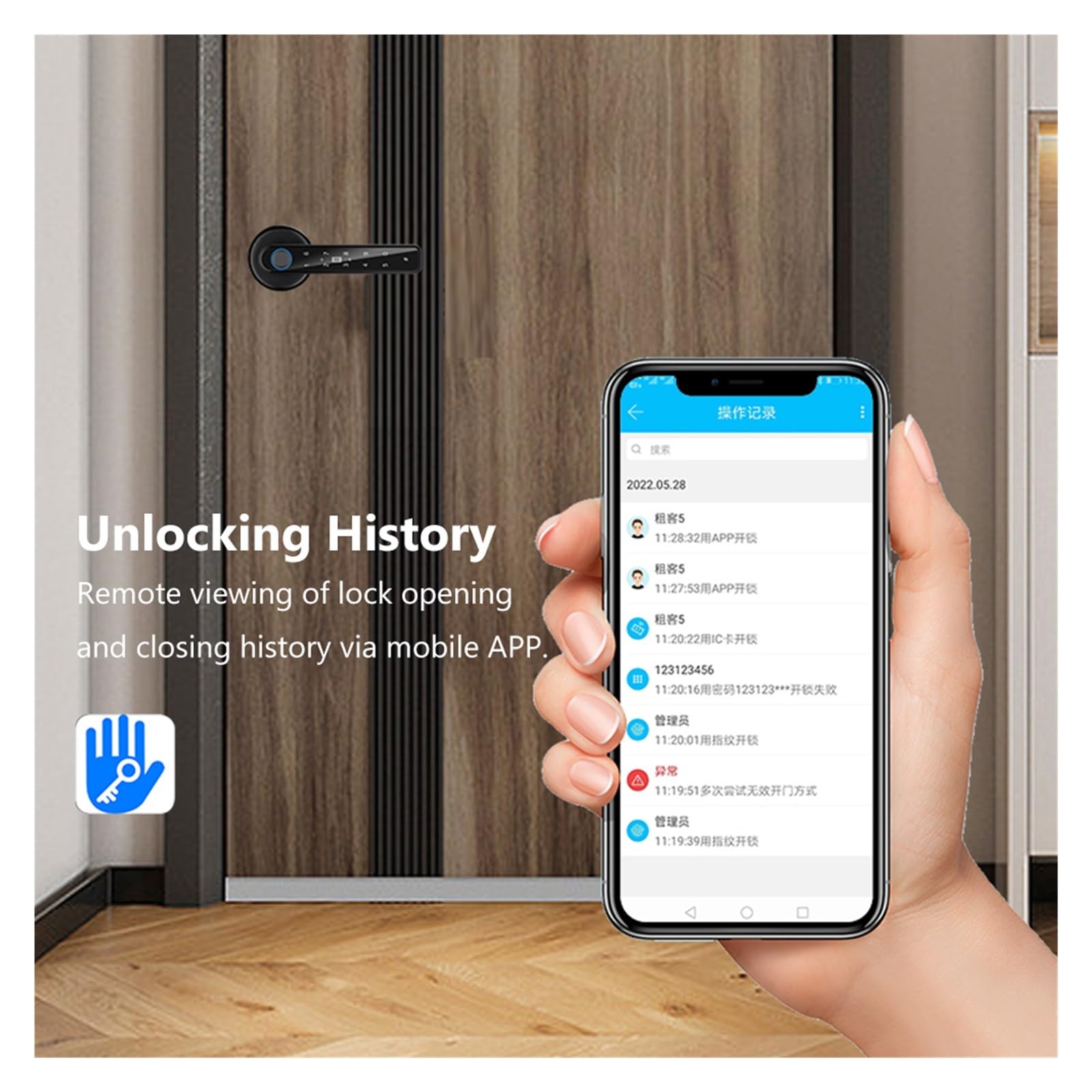 Cerradura de Puerta con Huella Dactilar, Control por aplicación TTLOCK(Silver)