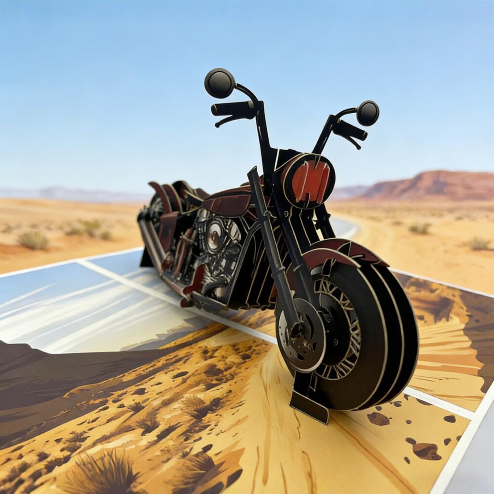 3D Motorcycle Pop Up Birthday Card for Men - Vintage Bike Greeting Card with Envelope & Handwritten Note - Unique Gift for Dad, Husband, Biker