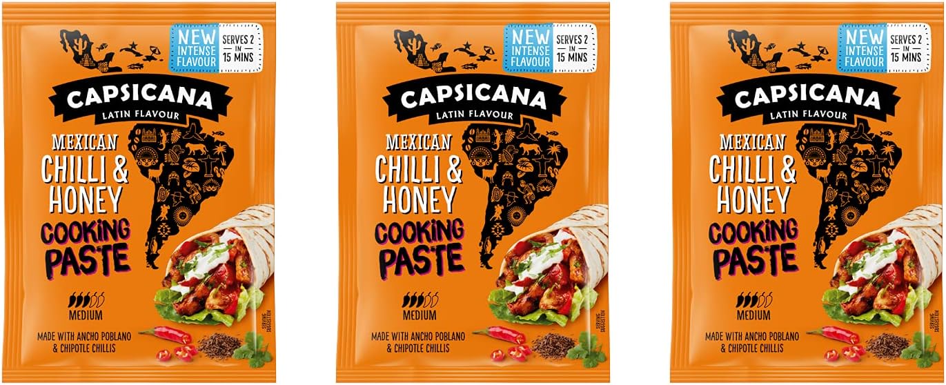 Capsicana – Mexican Chilli & Honey Cooking Paste, x 3 Packs, Vegetarian, Medium Mild