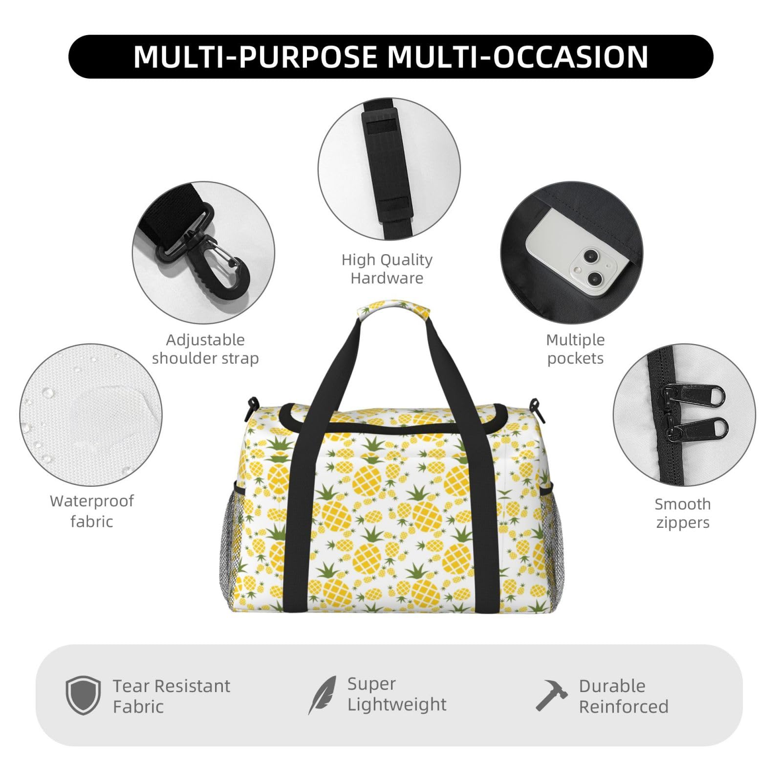 Ananas. (2) torba na ramię damska męska torba podróżna crossbody torebka torba na ramię torebki robocze codzienna torba hobo
