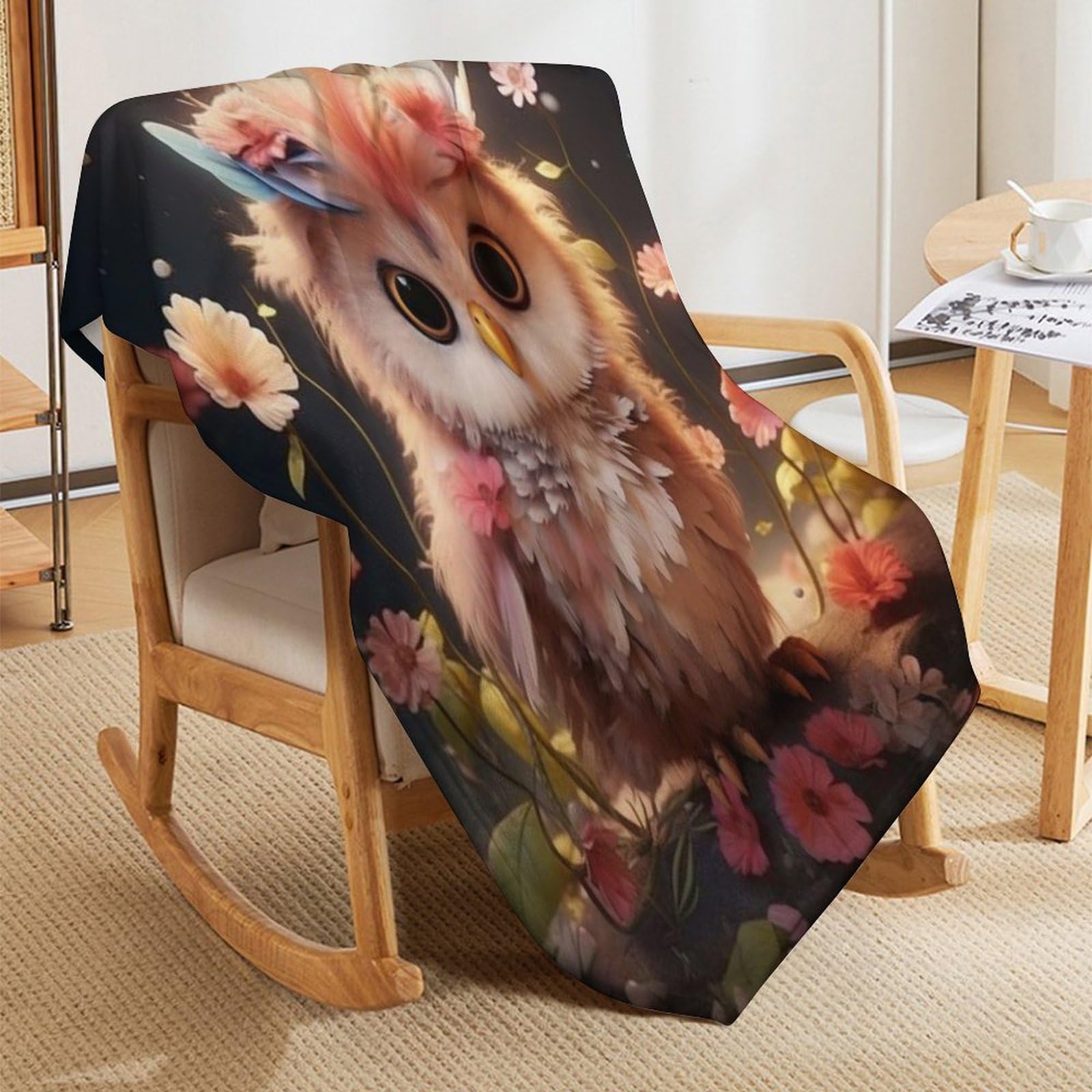 Eule Fleece Decke, Flauschige Kuscheldecken, Superweiche Leichte Flannel Wohndecke Mit Druck Für Couch Bett/Sofa 100×130cm