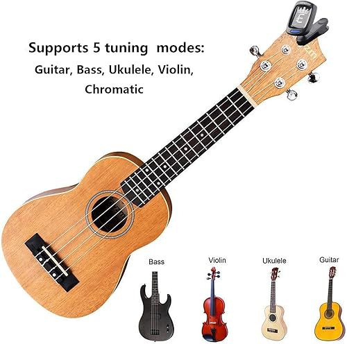 Miniatura 4 de AXLOFO Afinador de guitarra con clip para todos los instrumentos, ukelele, guitarra, bajo, mandolina, violín, banjo, pantalla LCD, rotación de 360