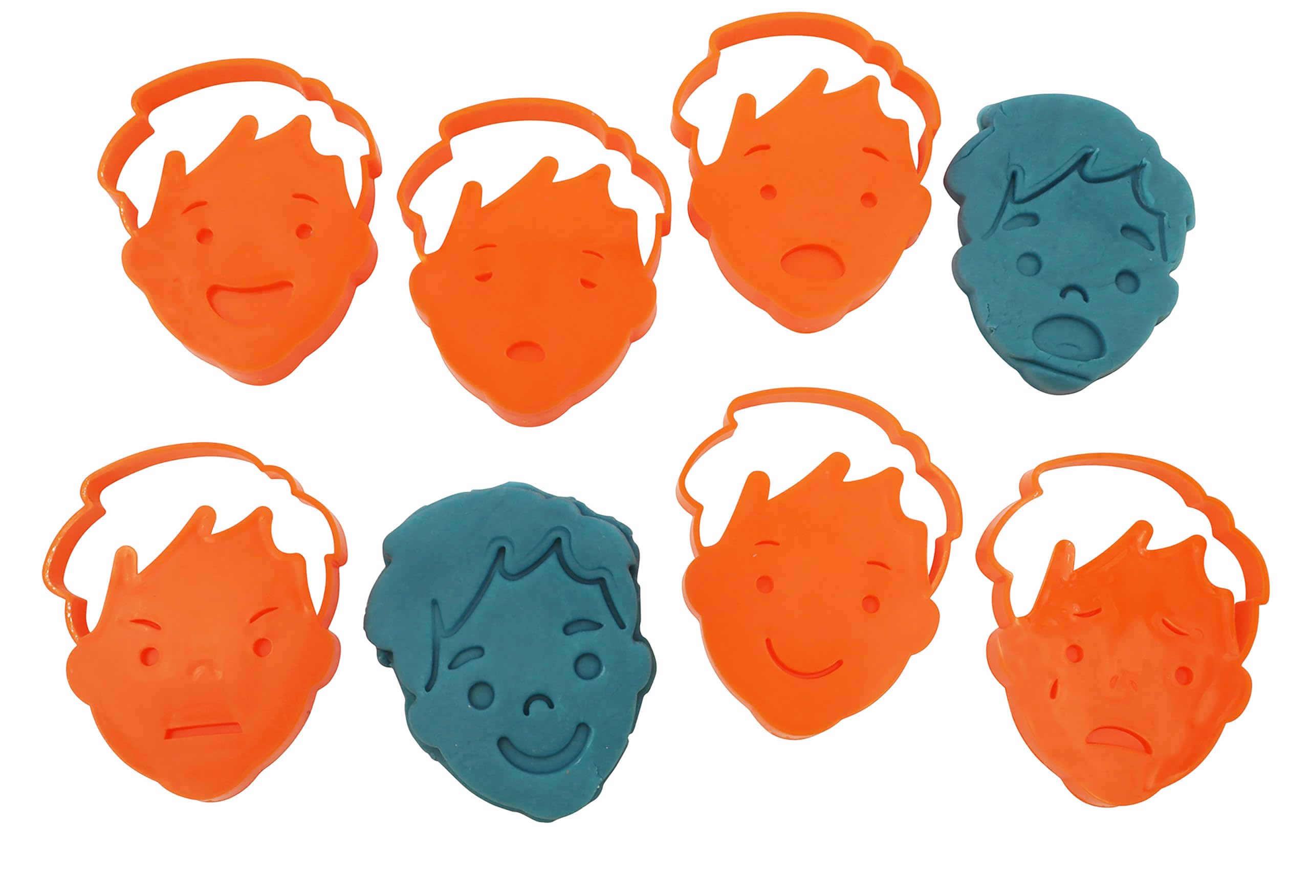 Craftplay Cookie Dough Cutters | Emotion Facial Expression Cutters | Pack of 6 | Strong Plastic | Red, Blue, Yellow | Birthday Occasion