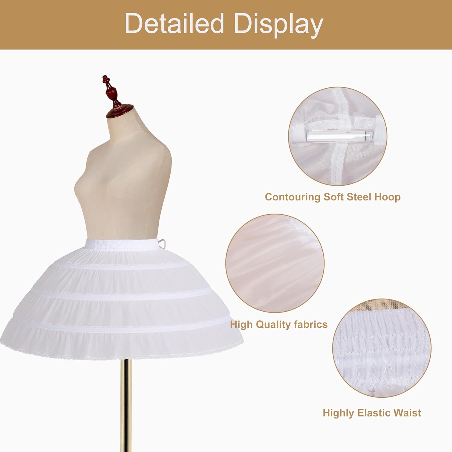 YULUOSHA Women Crinoline Short Petticoat for Girls Victorian Skirt Ball Gown Short Bustle Underskirt for Lolita Cosplay Dress - Image 4