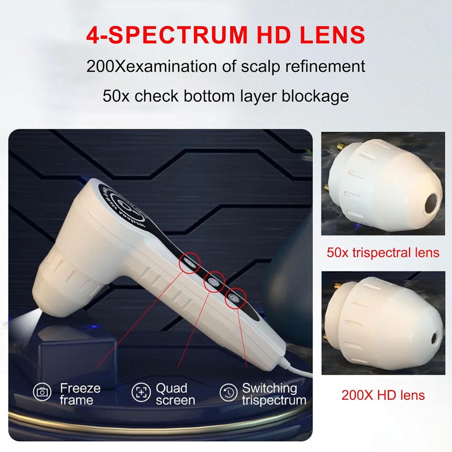 15 Inch LCD Screen Digital Skin Diagnosis Hair Analyzer, Skin Detector Tester Follicle Facial Skin Oil Magnifying Tester