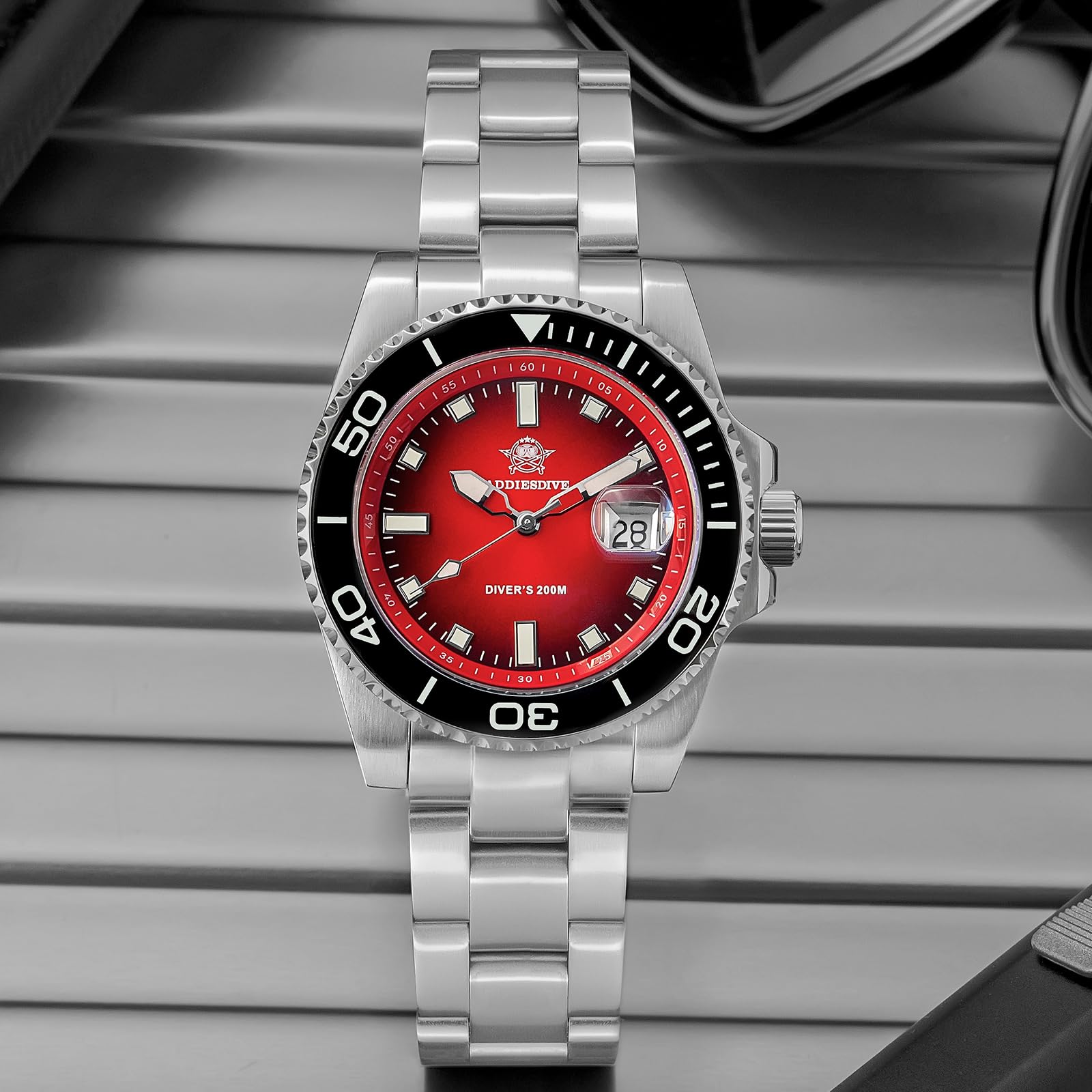 ADDIESDIVE 41mm taucheruhr Herren 200m BGW9 leuchtende Keramiklünette analoge Uhr Herren Mit Edelstahlarmband AD2089