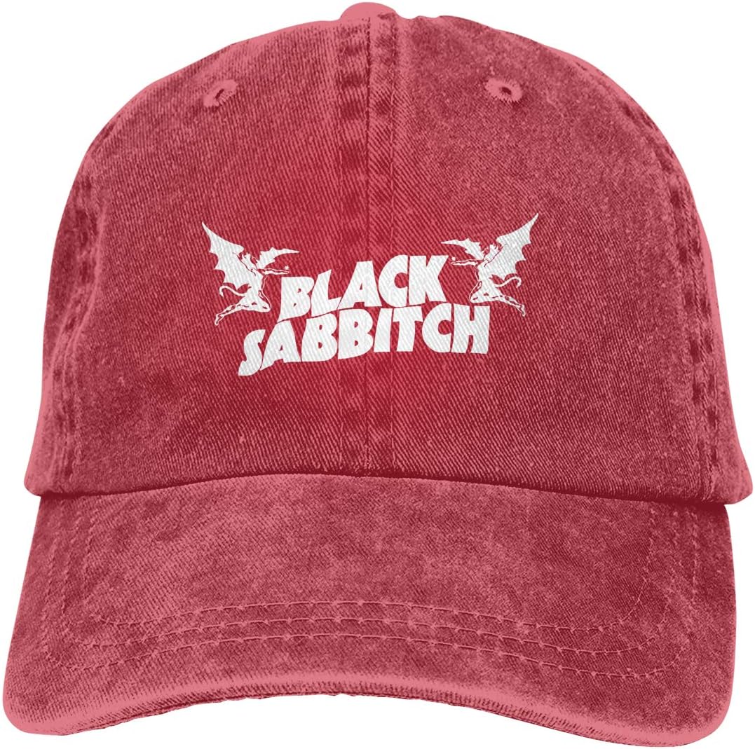 DADAJINN Black Sabbath Adjustable B-boy Cotton Washed Denim Cap Hat Red