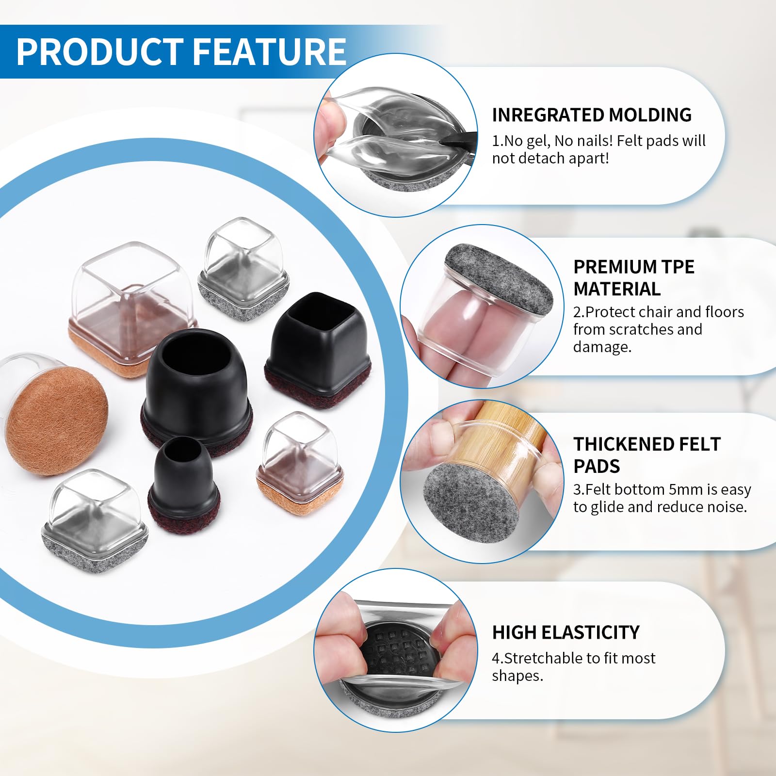 Ezprotekt 32Pcs Silicone Chair Leg Floor Protectors - Image 4