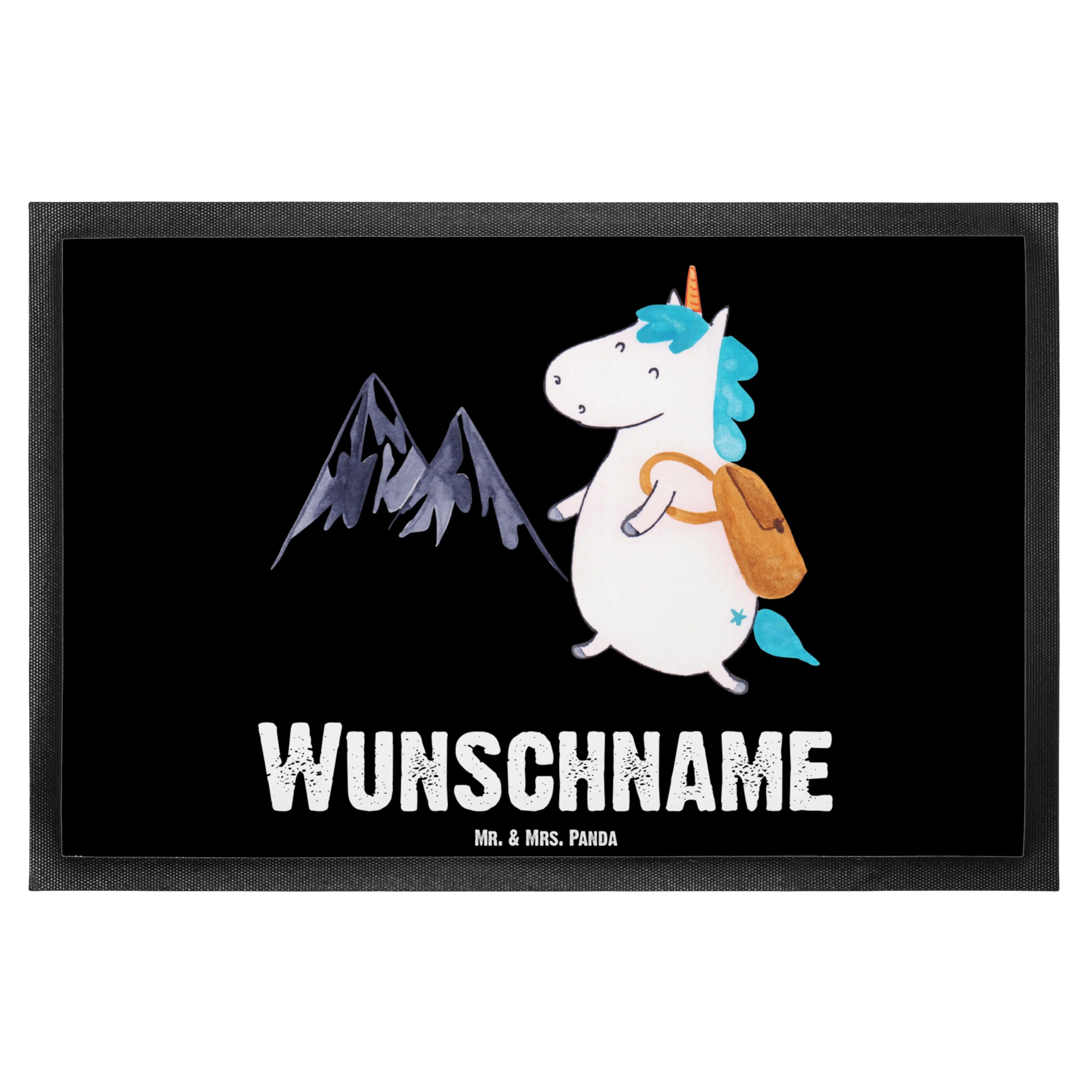 Mr. & Mrs. Panda Personalisierte Fußmatte Einhorn Bergsteiger 40 x 60 cm - Geschenke, Urlaub, Berge, Fussmatte mit Namen, Abtreter, Abenteuer, personalisiert, personalisierbar, Einhörner, Unicorn