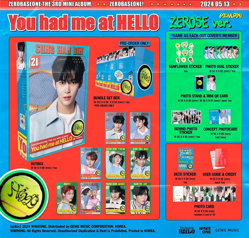 ★サインCD◆ZEROBASEONE◆You had me at HELLO ZEROBASEONE - 3rd Mini Album You had me at HELLO CD+Pre