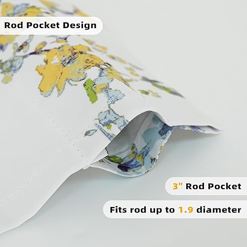 Miniatura 5 de DriftAway Cortina de ventana con forro de pintura floral abstracta de flores, bolsillo para barra, 2 capas de 52 x 14 pulgadas más cabecera de 2