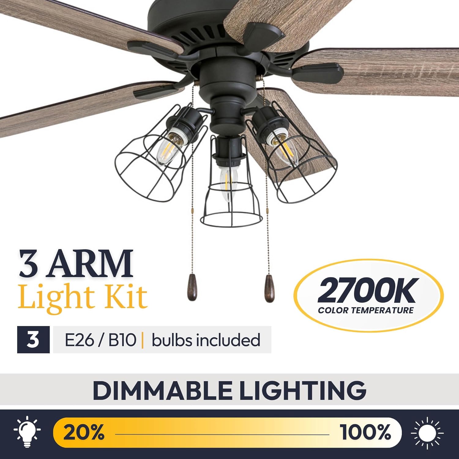 Prominence Home Inland Seas, 52 Inch Industrial Style LED Ceiling Fan with Light, Remote Control, Three Mounting Options, 5 Dual Finish Blades, Reversible Motor - 50750-01 (Bronze)