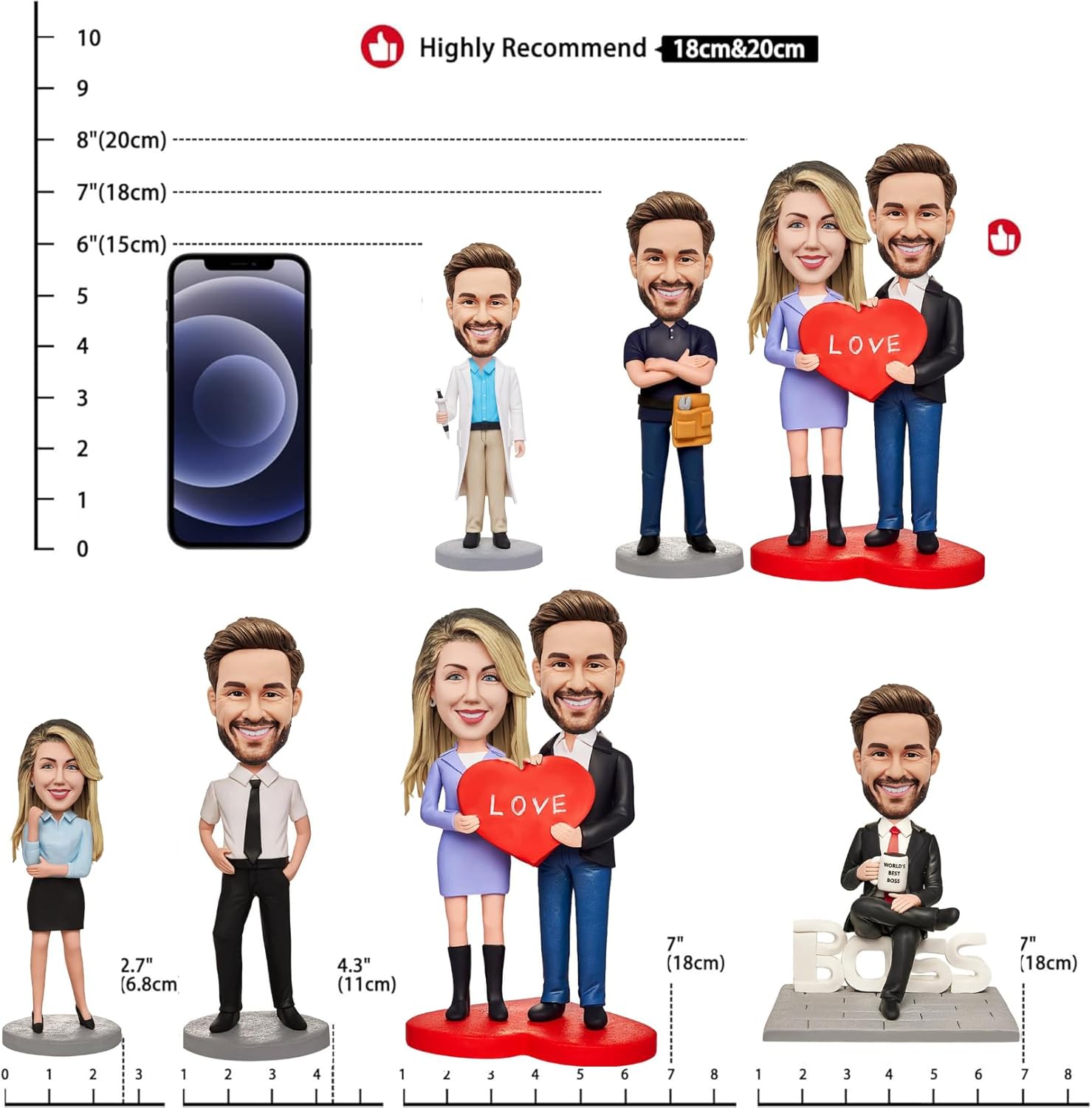 Custom Bobblehead, Custom Doctor Bobbleheads - Male Doctor with Stethoscope and Medical Record Book,Fully Customizable with Polymer Clay,Personalized Bobbleheads Best Gifts for Someone