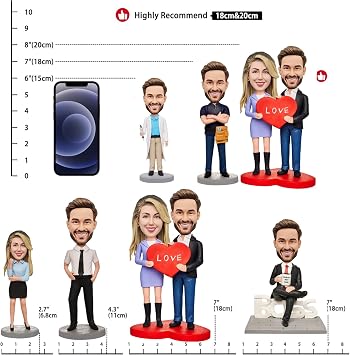 Custom Bobbleheads Couple Figures Custom Bobble Head Two Person Figures Handmade Personalized Sculpture Gift for Loves Friends and Couple 22CM
