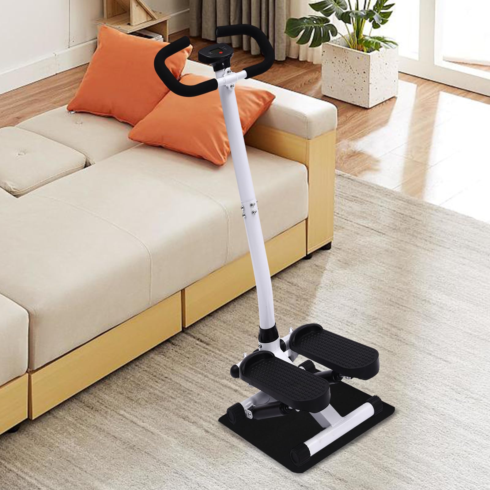 Fitness Stepper Esercizio Stepping Machine, con manubrio, tappetino, 2 fasce di resistenza, per perdita di peso, modellazione del corpo ed esercizi quotidiani, capacità di carico 150 kg