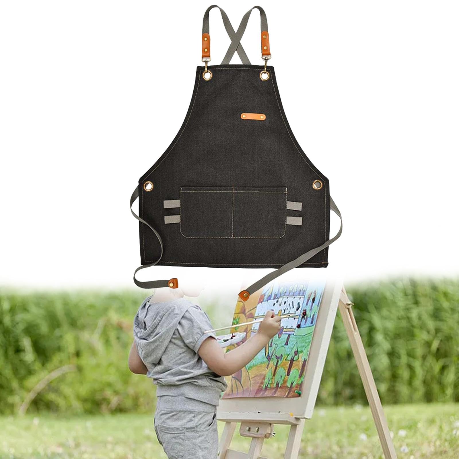 rockible Tablier pour Enfants Tablier de Chef pour Enfants Peinture Jouets Tablier de Cuisine Étanche à l'huile, Tablier de Peinture, Noir, S