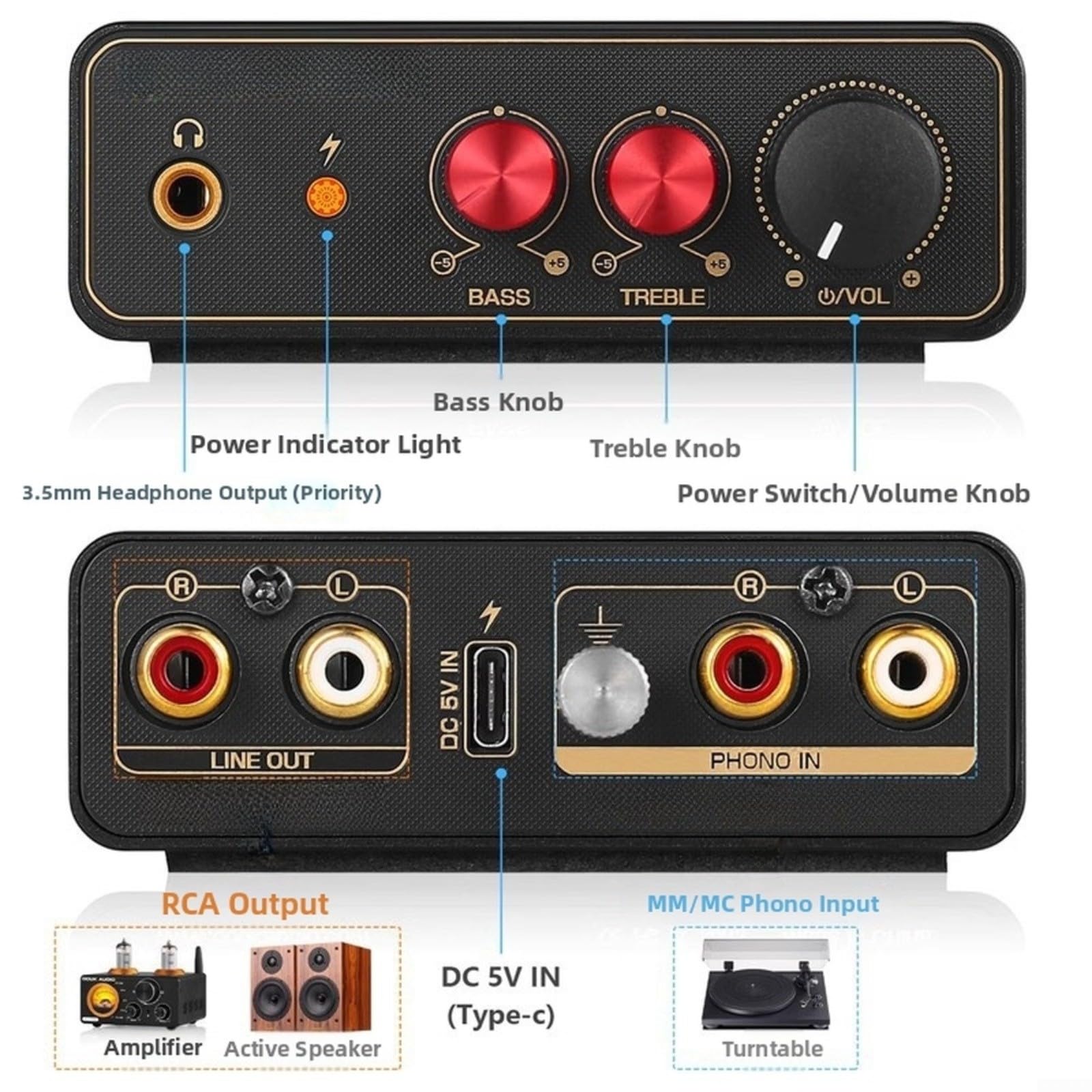 Preamplificatore Phono Per HiFi MM Moving Coil Con Bassi