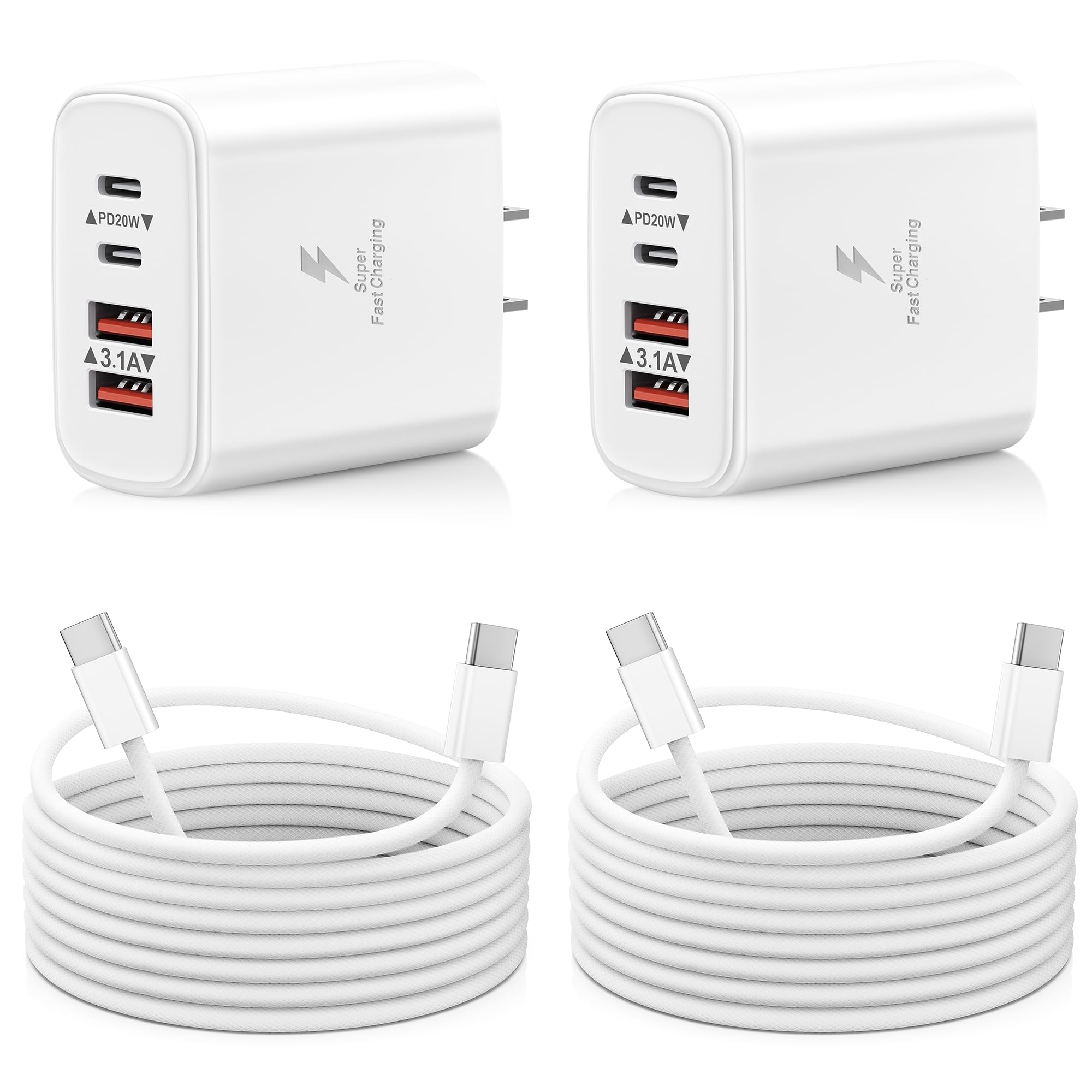 iPhone 16 15 Charger Fast Charging, 2 Pack 40W USB C Charger Block with 6FT Long Type C Cable Cord Wall Chargers Plug Compatible with iPhone 16/16 Plus/16 Pro/16 Pro Max/15/15 Pro Max/iPad