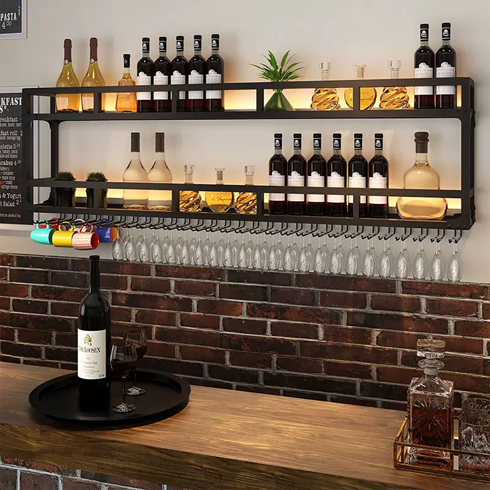 Casier à vin mural moderne en métal pour illuminer vos moments de partage