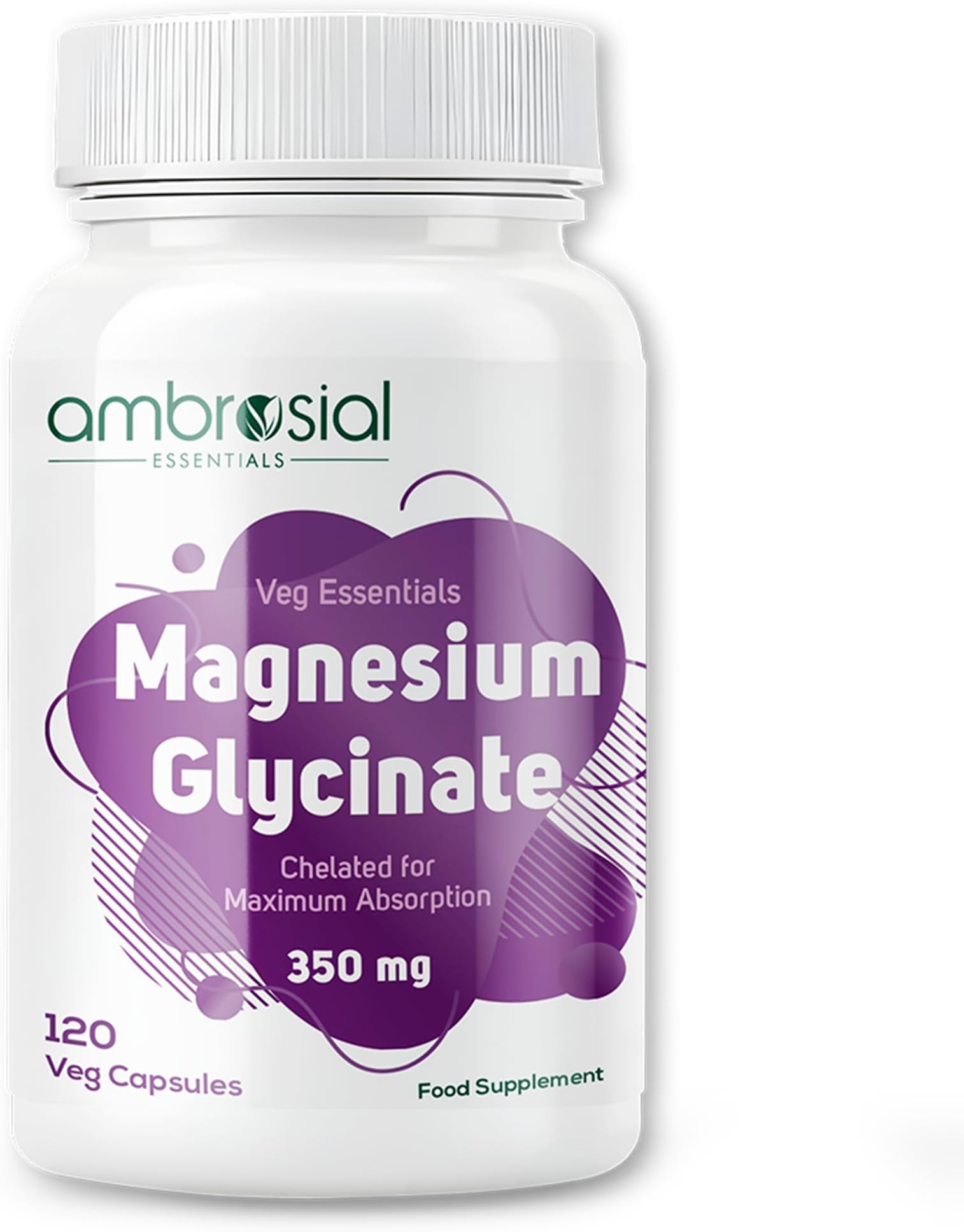 Magnesium Glycinate 350mg โ Vegan, High Absorption Supplement for Adults | Daily Magnesium Support | 120 Capsules