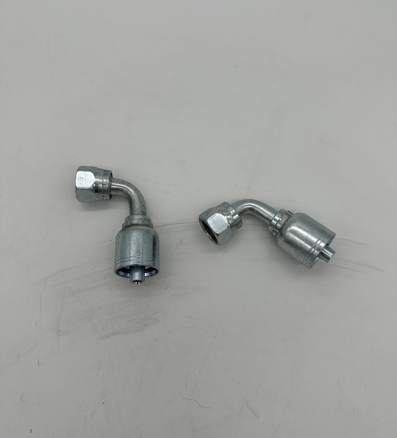 FJX90-06-08, Crimp Fitting, 3/8” Hose & 1/2” JIC Female Swivel 90° Elbow (5)