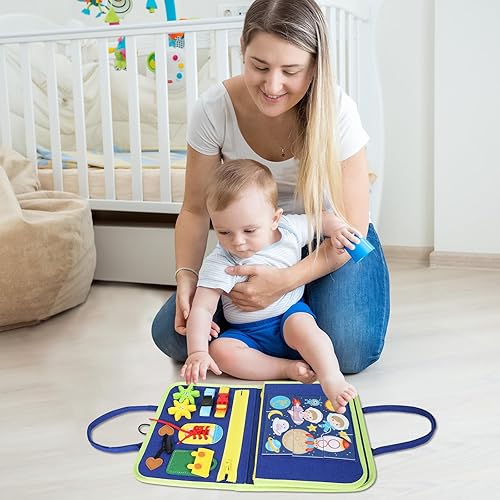 Miniatura 6 de Tabla de actividades para niños pequeños de 1, 2, 3, 4 años, juguetes Montessori para niñas de 1 año, juguete sensorial de viaje para aprender