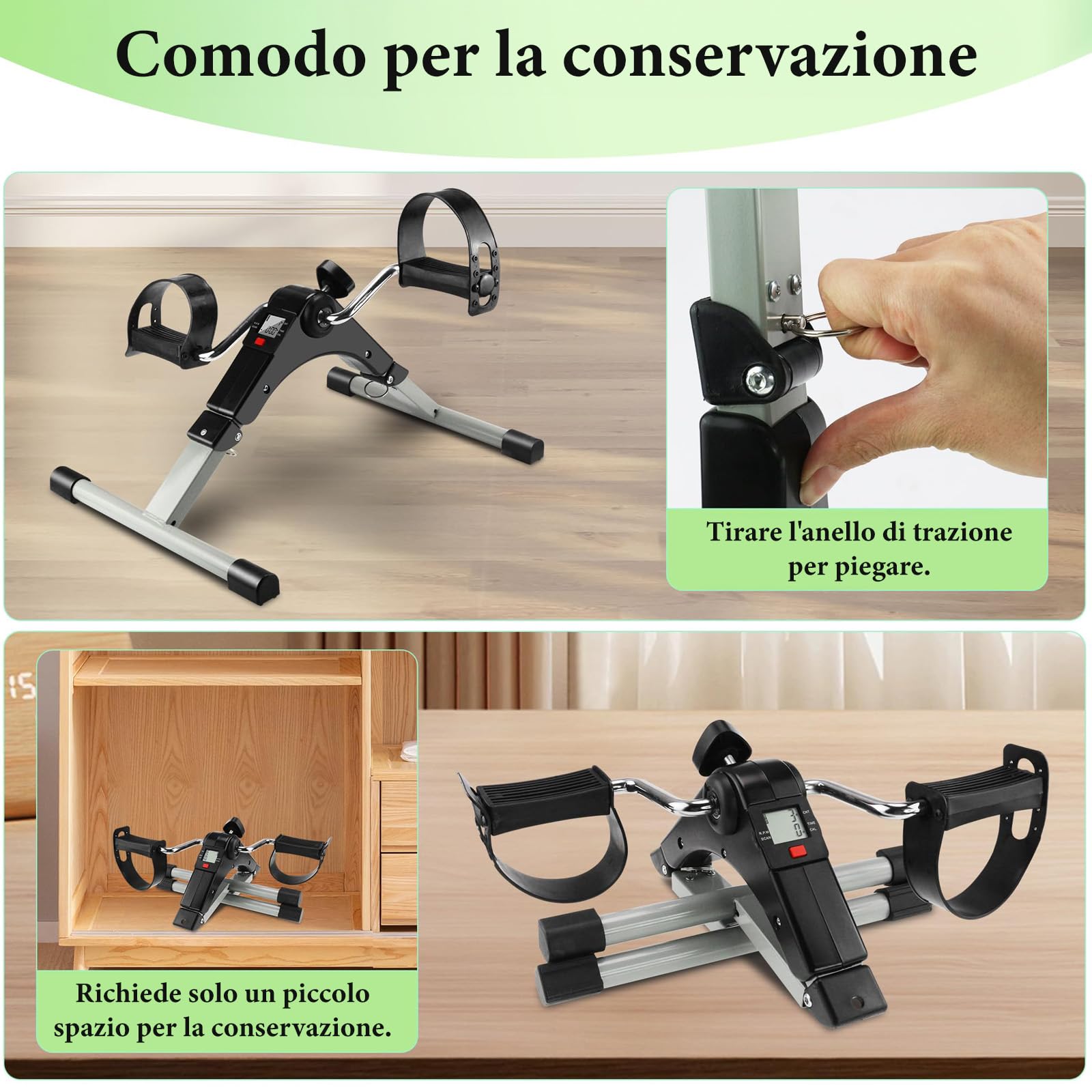 EINFEBEN ini Cyclette, Pieghevole Pedaliera Riabilitativa Bici con LCD EINFEBEN ini Cyclette, Pieghevole Pedaliera Riabilitativa Bici con LCD