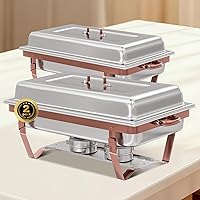 Vista 16 de IMACONE Juego de 6 Platos Calentadores de Buffet, Calentadores Rectangulares de Acero Inoxidable de 8QT y Conjuntos Calentadores de Buffet