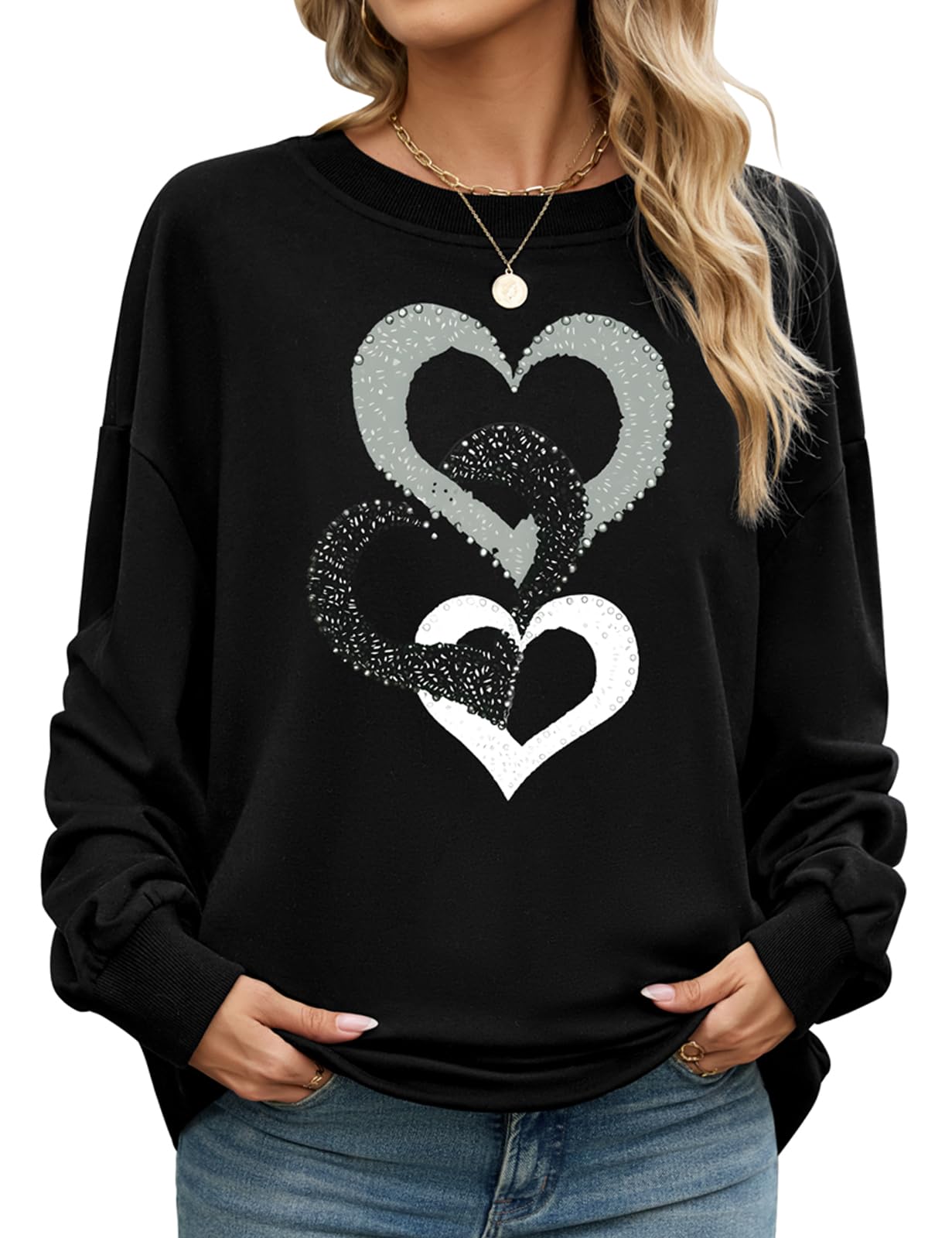 CMTOP Felpa Donna Stampata Maglia Casual Senza Cappuccio Maglietta Primaverile Autunnale a Maniche Lunghe Pullover con Orlo a Coste in Tinta Unita T-Shirt Moda Stile Sport Basic