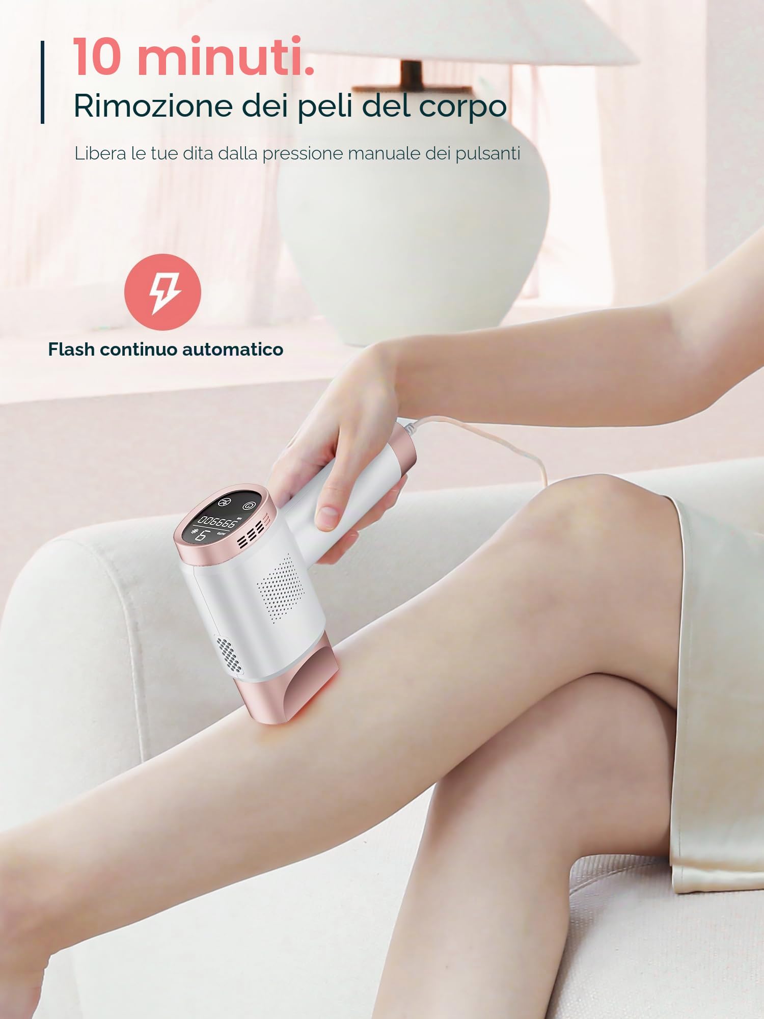 21J Epilatore Luce Pulsata con Raffreddamento a Ghiaccio 8°C, Epilatore Laser a 9 Livelli e Luce Rossa 600NM, Epilatore a Luce Pulsata Touchscreen per Uomini,Donne,Viso, Braccia, Zona Bikini, Corpo