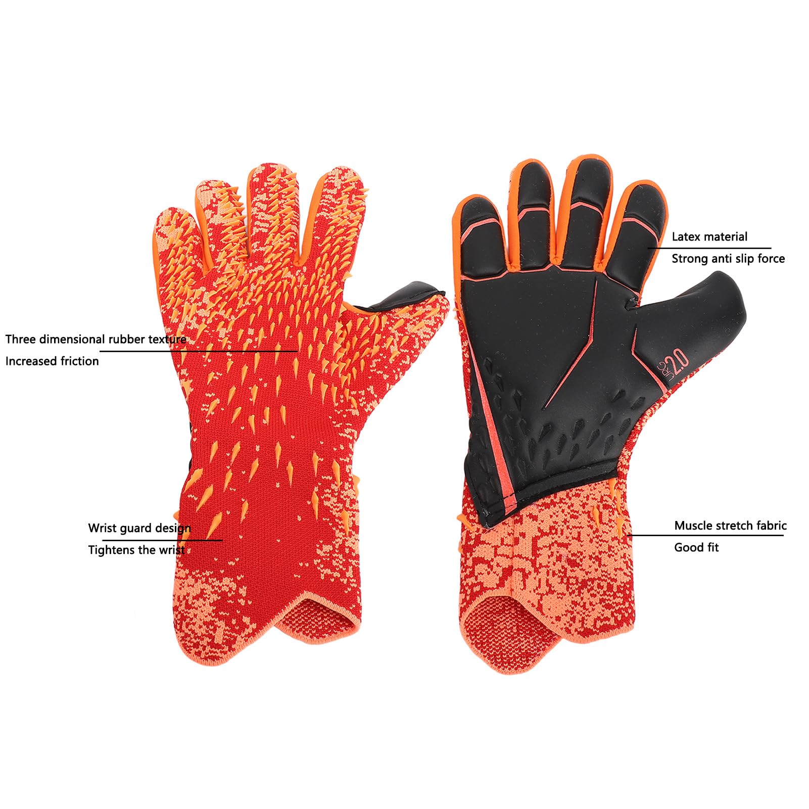 Zoeyilan 2pcs Soccer Gloves, Soccer Goalie Goalkeeper Gloves, Youth and Adult Goalie Goalkeeper Gloves, Nylon Polyurethane Fiber Latex, Breathable, for Training Match (Size 8)