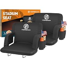 HOPERAN 23" Stadium Seats Bleachers with Back Support 2 Pack Half-fold Portable Bleacher Chair with Back and Cushion 600D Waterproof Recliner Extra Wide Bleacher Seat for Outdoor Sports