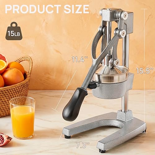 Miniatura 7 de Exprimidor de cítricos de hierro fundido de cocina, exprimidor manual de naranja, exprimidor de encimera resistente para limón, naranja, fácil de