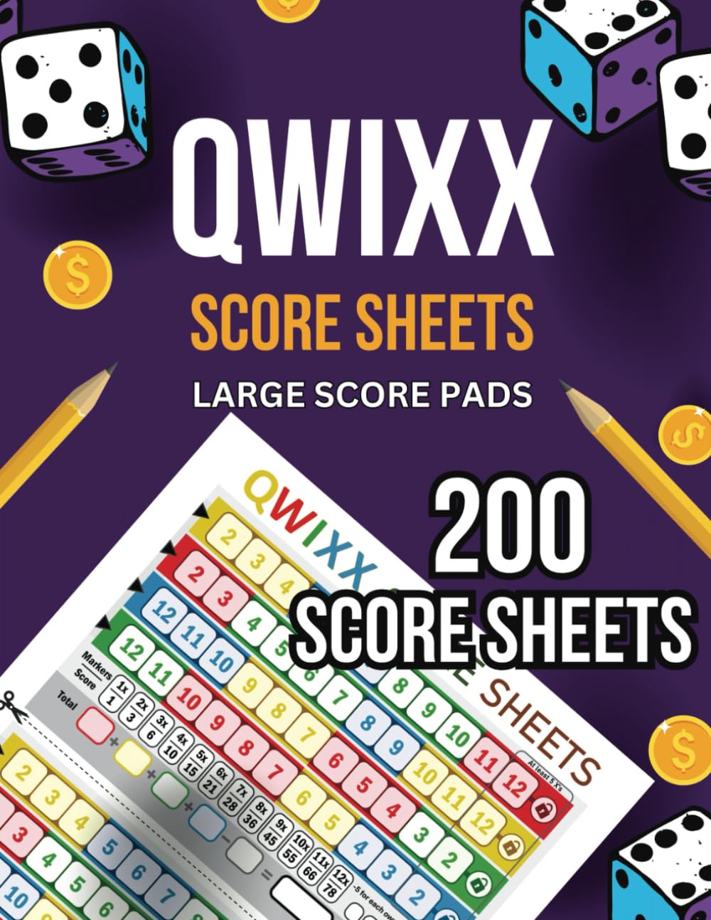Qwixx Score Sheets 200 Large Qwixx Score pads for Qwixx