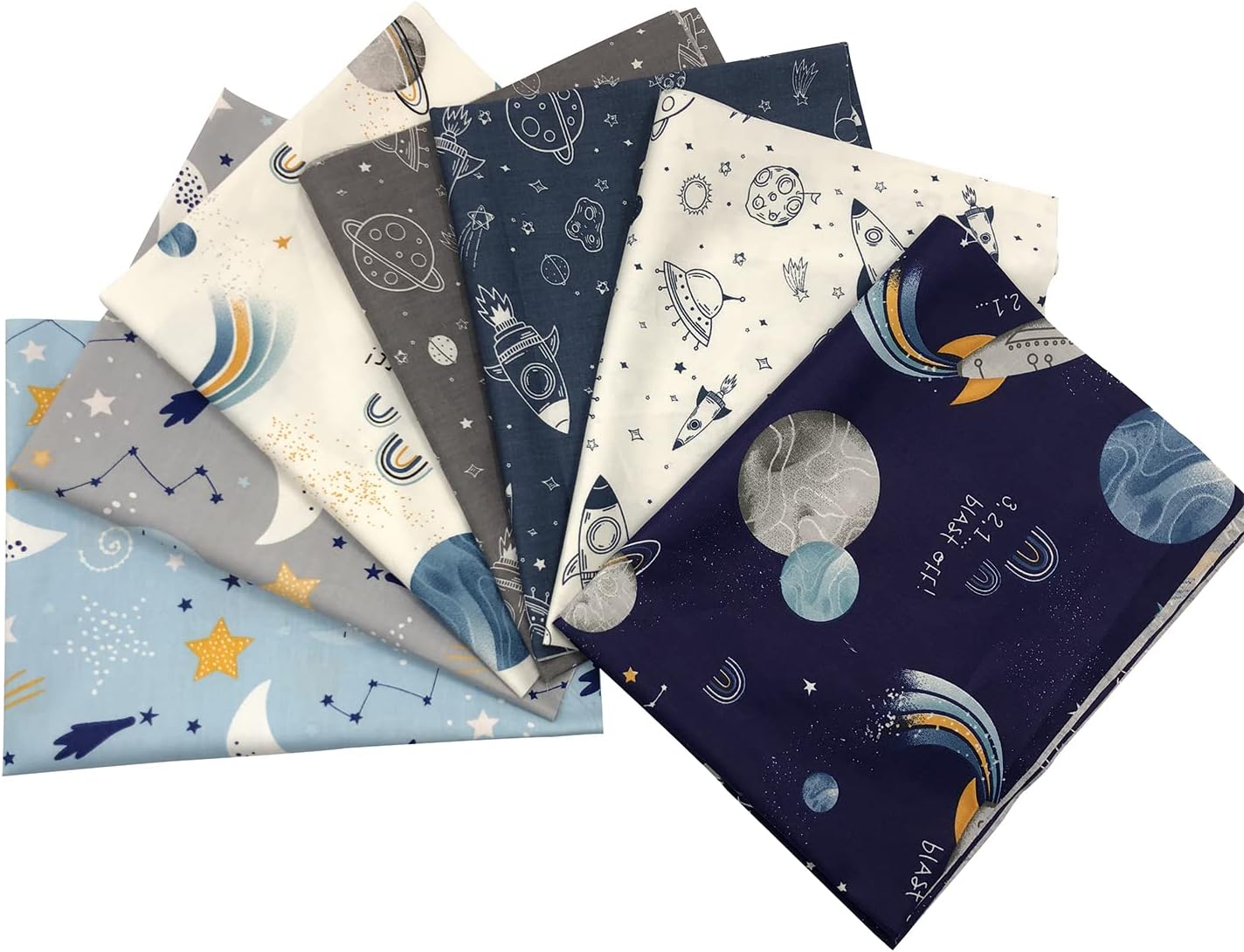 Space Quilting Squares,Space fat quarter bundle,Quilting Fabric,Shooting Star Sewing Fabric,Space Cotton Fabric Bundles,Outer Space Quilt Fabric,Space Cotton Fabric 15.6'' x 19.8''(7PCS)