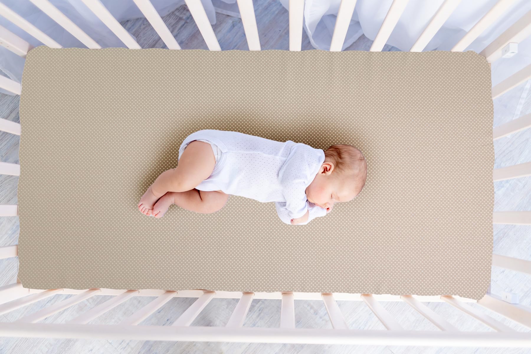GHIOCUSCINI | Materasso Pieghevole per Culla CAMPEGGIO, Materasso Bambino 100% Cotone, Fantasia POIS NOCCIOLA, Sfoderabile e Lavabile, 60 x 120 cm, Alto 4.5 cm, Made in Italy