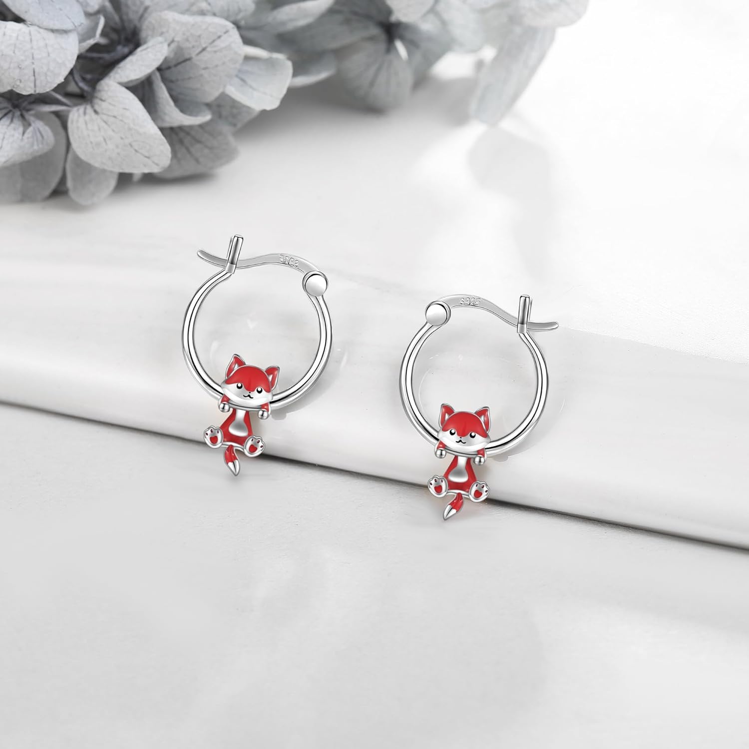 VONALA 925 Sterling Silver Fox Earrings for Women Fox Jewelry Aniaml Hoop Earrings - Image 6