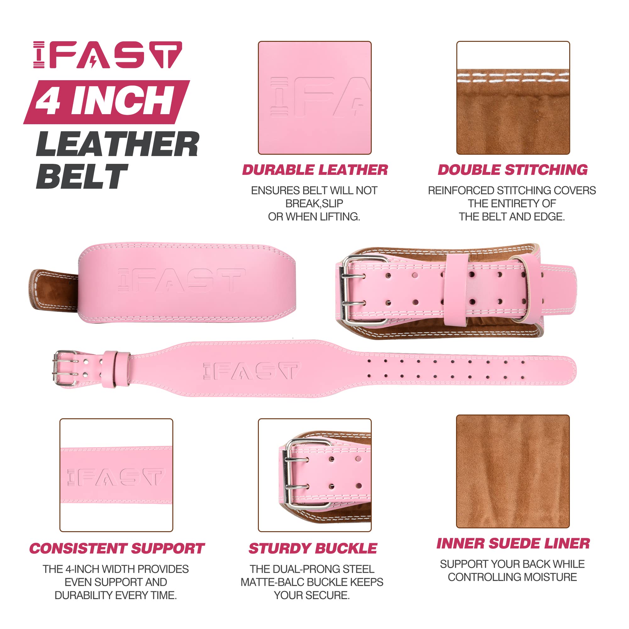 IFAST Pas do podnoszenia ciężarów i paski na nadgarstek, pas do podnoszenia ciężarów dla kobiet z wyściełanym paskiem podtrzymującym odcinek lędźwiowy 10 cm do podnoszenia ciężarów, martwego ciągu,