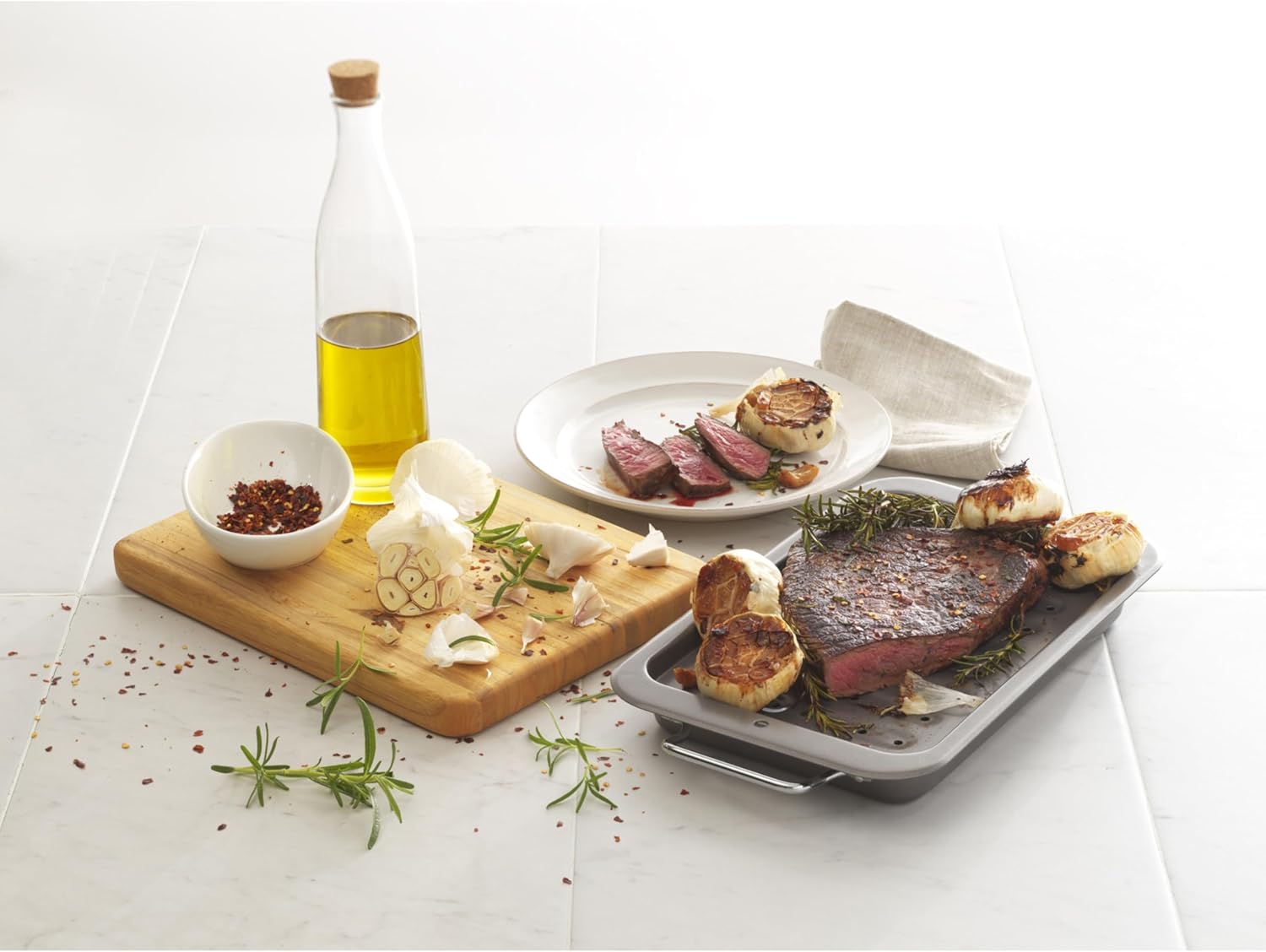 GoodCook Everyday Broiler Baking Pan with Built-in Handles Nonstick Warp-Resistant Heavy-Gauge Steel Construction Even-Heating Oblong Pan with Drip Rack, 7x11-Inch, Gray - Image 6