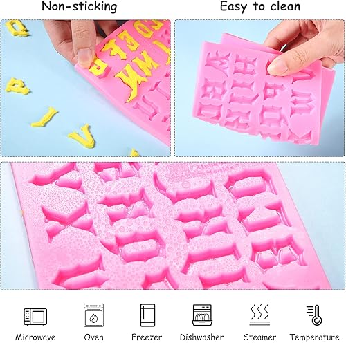 Miniatura 7 de Geiserailie 3 moldes de silicona con letras góticas y números para chocolate, números 0-9 3D para chocolate, fondant, decoración de pasteles