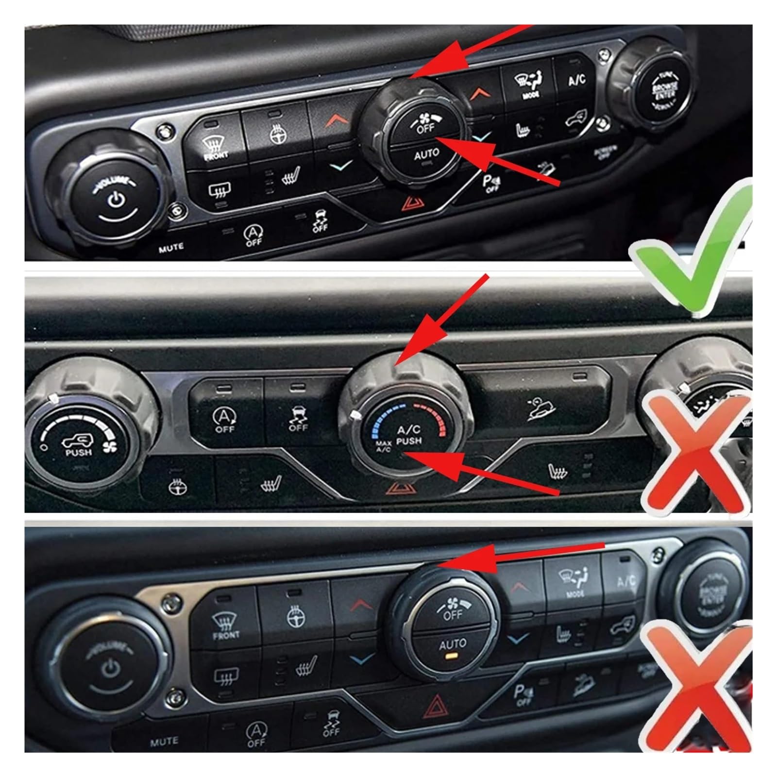 Klimaanlage Scheinwerfer Schalter Knopf Fit for Jeep Wrangler JL JLU 2018-2025 Abdeckung für den Temperaturregler im Auto(Black)