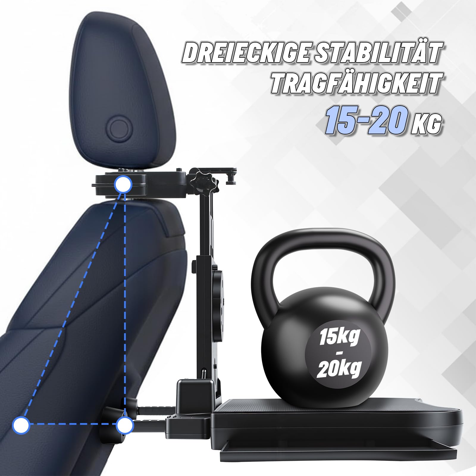 Auto Tisch für Rücksitz Beifahrer, Schreibtisch mit Getränkehalter und Handyhalter, Multifunktional Autositz Tabletttisch, Faltbarer Einstellbar Tisch für Autositz, Belastbarkeit 20kg