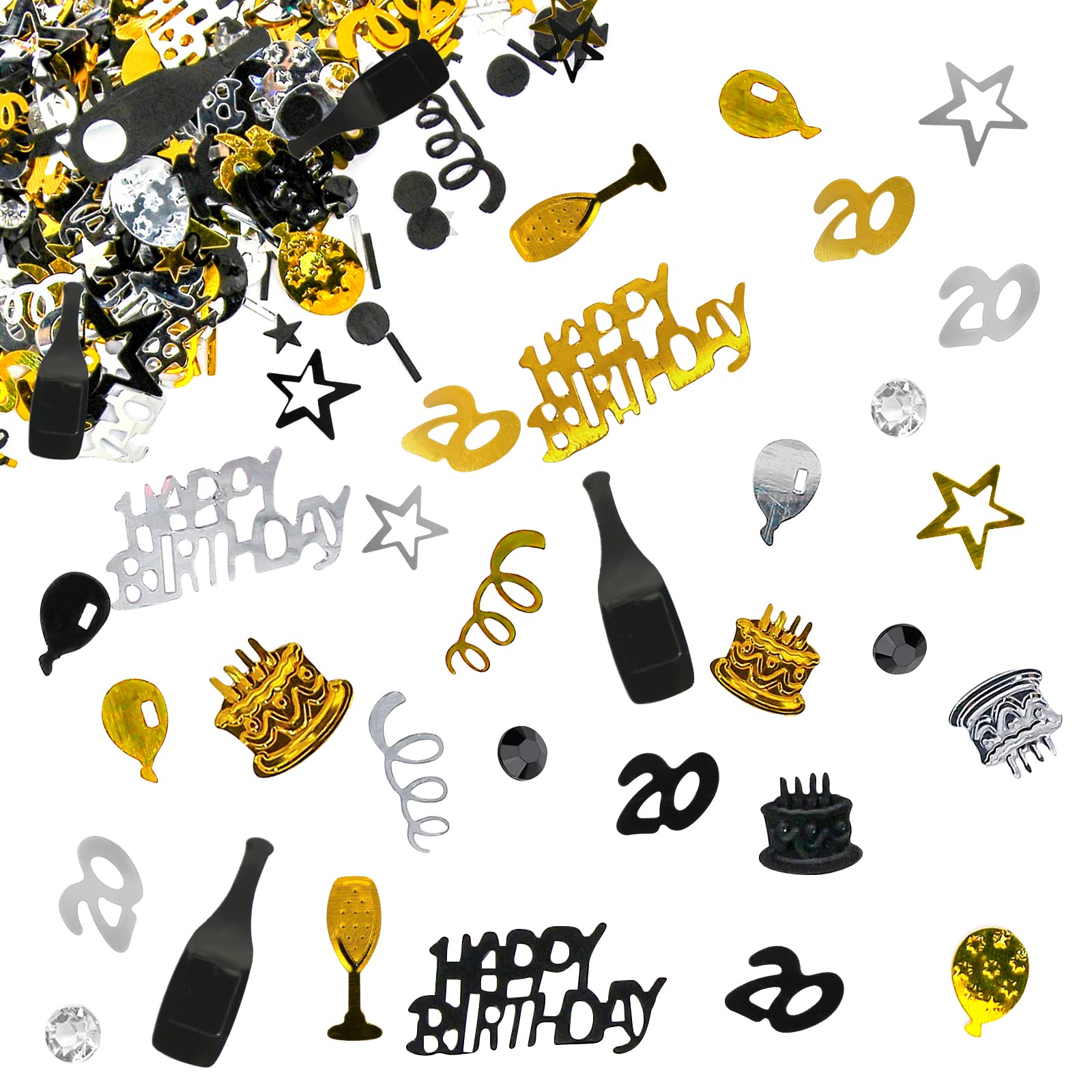 Giftota 20th Birthday Confetti (Gold Black) 30g, Anniversary Decoration for Wedding Party Table — image 1