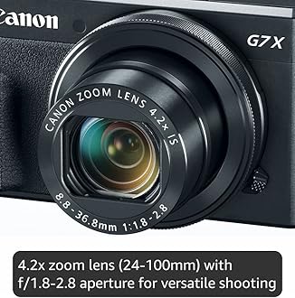 Canon PowerShot Digital Camera [G7 X Mark II] with Wi-Fi & NFC, LCD Screen, and 1-inch Sensor - Black, 100-1066C001