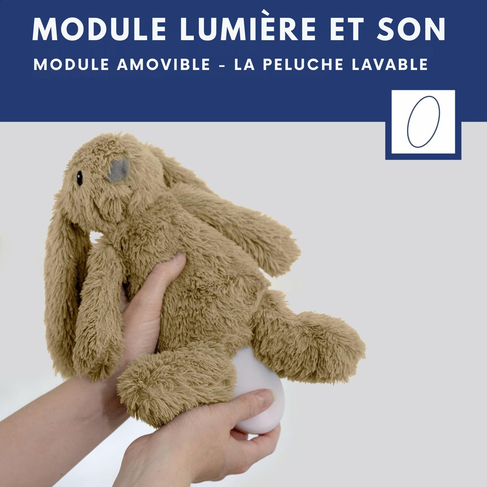 ZAZU Ro le Lapin Aide au Sommeil pour Bébé avec Batterie Rechargeable Veilleuse Multicolore Sons Apaisants Capteur de Pleurs Arrêt Automatique Charge USB-C