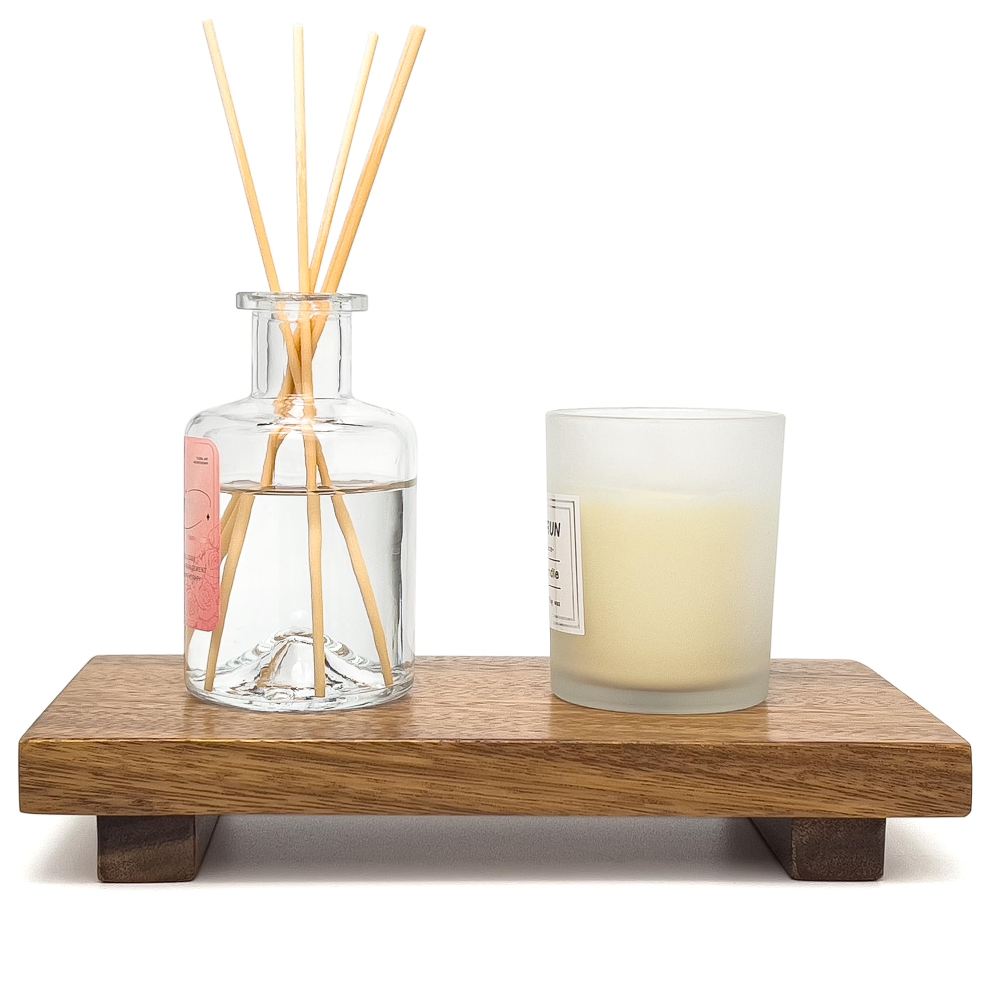 Zurklulu Small 10" Acacia Wood Riser Pedestal Stand – Farmhouse Wood Display Riser for Kitchen and Bathroom Décor - Counter Display, Plant Stand, Jewelry Holder, Vanity Tray, Candle Stand (S:10"x5.6